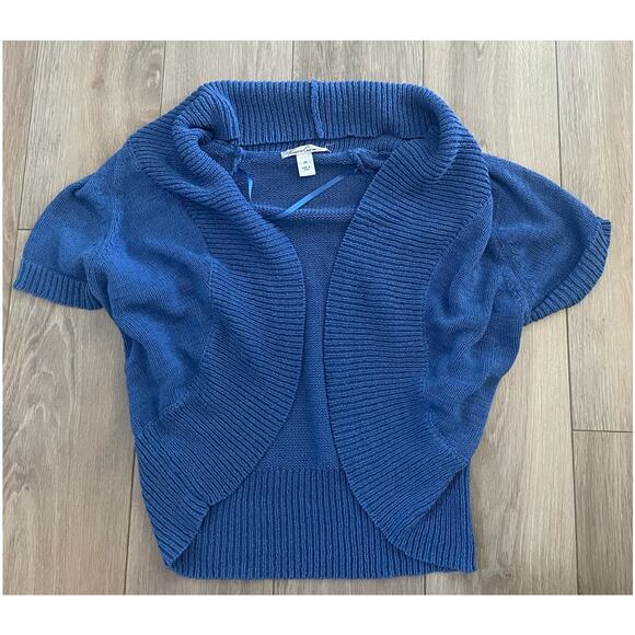 Kenneth Cole Cotton Blend Open Front Shawl Collar Short Sleeve Cardigan Blue 2X - Picture 1 of 4